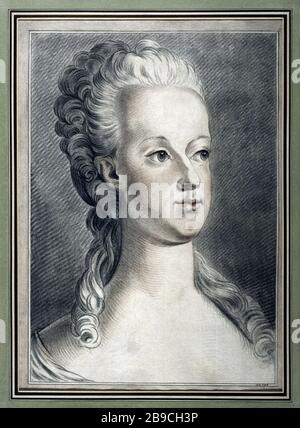 RITRATTO DI MARIA ANTONIETTA Louis-Marin Bonnet (1743-1793). "Ritratto di Maria Antonietta (1755-1793), reine de France". Gravure. Parigi, musée Carnavalet. Foto Stock