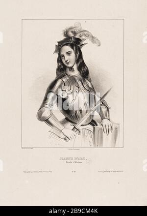 Ritratto di Giovanna d'Arco (1412-1431) Achille Devéria (1800-1857), Rose Joseph Lemercier (1803-1887). Ritratto di Jeanne d'Arc (1412-1431). Lithographie sur papier. Parigi, musée Carnavalet. Foto Stock