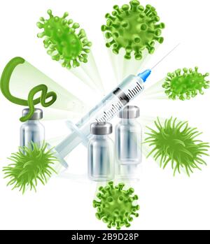 Vaccino siringa vaccinazione del virus concetto medico Illustrazione Vettoriale