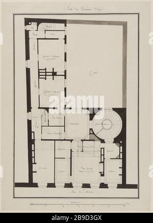 Piano del terzo piano (nella stessa casa via Pelletier) Jean-Benoit-Vincent Barré (1735-1824). Plan du troisième étage. Plan du Troisième étage (de la même maison rue le Pelletier). Lavis di pennacchio. Fin XVIIIe. Parigi, musée Carnavalet. Foto Stock