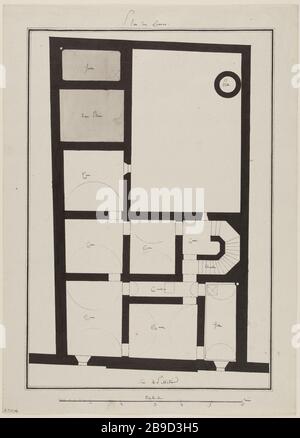 Pianifica cantine (nella stessa casa via Pelletier) Jean-Benoit-Vincent Barré (1735-1824). Plan des Caves (de la même maison rue le Pelletier). Lavis di pennacchio. Fin XVIIIe. Parigi, musée Carnavalet. Foto Stock