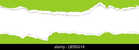 parte superiore e inferiore della carta aperta strappata di colore verde Illustrazione Vettoriale