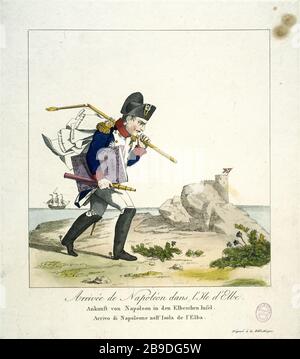 Arrivo di Napoleone all'Isola d'Elba (1814) Anonyme. "Arrivée de Napoléon dans l'Ile d'Elbe (1814)". Estampe. Parigi, musée Carnavalet. Foto Stock