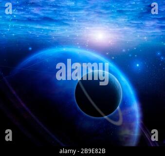 Atmosfera e pianeti in spazi aperti. Foto Stock