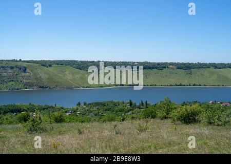 Fiume Dniester, Ucraina, ad alto angolo di visione Foto Stock