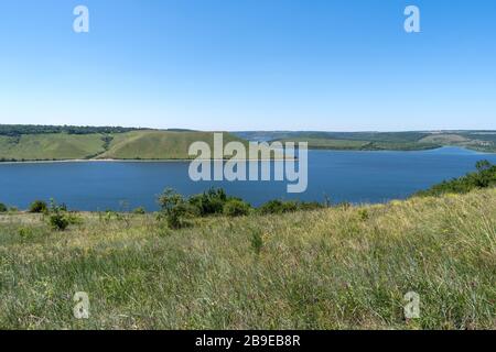 Fiume Dniester, Ucraina, ad alto angolo di visione Foto Stock