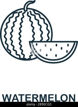 Icona di anguria della collezione di frutta. Elemento di linea semplice simbolo Watermelon per modelli, web design e infografica Illustrazione Vettoriale
