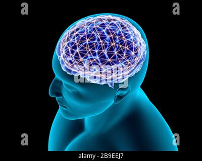 Immagine concettuale di una rete neurale nel cervello umano. Foto Stock