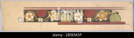 DESIGN IN VETRO COLORATO: BORDER Prosper Lafaye (1806-1883). "Essin de vitrail: Bordure, entre 1845 et 1875". Parigi, musée Carnavalet. Foto Stock