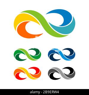 Modello colorato con logo Infinity Shape Design dell'illustrazione. Vettore EPS 10. Foto Stock