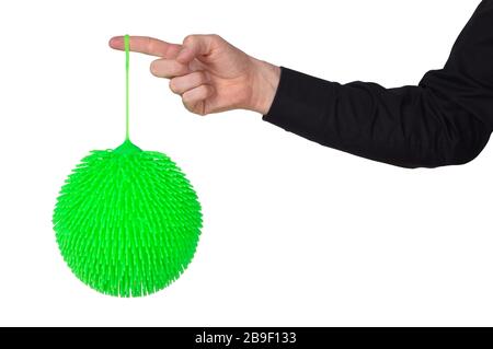 Virus come una palla di gomma morbida isolata su sfondo solido Foto Stock