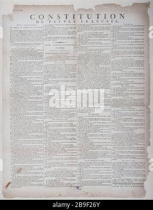 COSTITUZIONE DEL POPOLO FRANCESE "Constitution du Peuple Français ; déclaration des droits de l'homme et du citoyen". Parigi, musée Carnavalet. Foto Stock