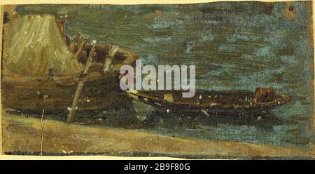 Barche ormeggiate. Charles-Emile Cuisin (1832-1900). Bateaux amarrés. Huile sur toile. 1832-1900. Parigi, musée Carnavalet. Foto Stock
