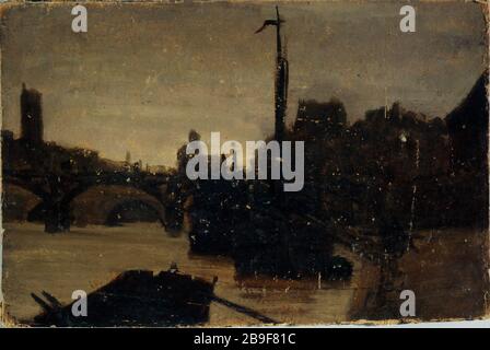 Il ponte delle arti Charles-Emile Cuisin (1832-1900). Le Pont des Arts. Huile sur cartone. 1832-1900. Parigi, musée Carnavalet. Foto Stock