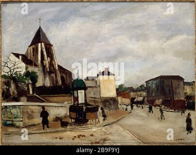 La chiesa Saint-Germain-de-Charonne, San Biagio e rue de Bagnolet Marcel Leprin (1891-1933). L'Église Saint-Germain-de-Charonne, la Place Saint-Blaise et la rue de Bagnolet. Huile sur toile. 1920. Parigi, musée Carnavalet. Foto Stock