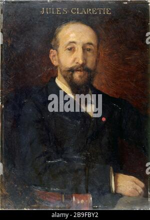 JULES CLARETIE, DIRETTORE DELLA COMMEDIA FRANCESE AIMÉ MOROT (1850-1913). Jules Clarétie (1840-1913), administrateur de la Comédie-Française. Huile sur bois. Parigi, musée Carnavalet. Foto Stock