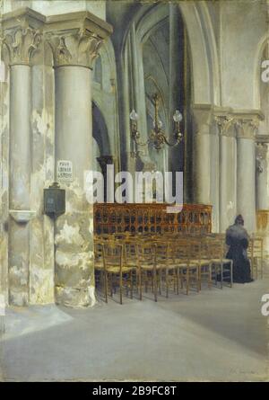 ALL'INTERNO DELLA CHIESA DI SAINT-PIERRE DE MONTMARTRE EDOUARD ZAWISKI. "Intérieur de l'église Saint-Pierre de Montmartre". Huile sur toile. Parigi, musée Carnavalet. Foto Stock