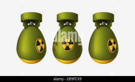 tre bombe nucleari su bianco Illustrazione Vettoriale