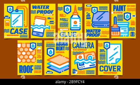 Set di poster pubblicitari creativi impermeabili Vector Illustrazione Vettoriale