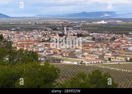 Vista sulla città di Humilladero, regione di Antequera, Malaga. Spagna Foto Stock