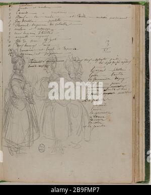 LIBRO DI DISEGNO PER 'VIAGGIO PER L'ETERNITÀ' TIPI Jean-Jacques Grandville (1803-1847). Carnet de croquis pour 'Voyage pour l'Eternité': Tipi. Crayon. Vers 1830. Parigi, musée Carnavalet. Foto Stock