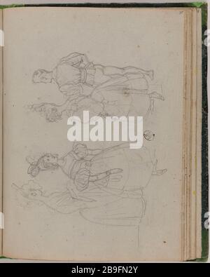 LIBRO DI DISEGNO PER 'VIAGGIO PER L'ETERNITÀ' TIPI Jean-Jacques Grandville (1803-1847). Carnet de croquis pour 'Voyage pour l'Eternité': Tipi. Crayon. Vers 1830. Parigi, musée Carnavalet. Foto Stock