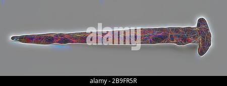 Chiodo a testa quadrata, ferro battuto, chiodatrice fondo in ferro metallico, chiodo in ferro forgiato, sezione trasversale quadrata affusolata con punta affilata, archeologia a testa quadrata Rotterdam triangolo cittadino Newport costruzione indigena chiodatura fissaggio carpentering terreno New Haven 2nd cesspool (piazza) 22-08-1980 (appartenente alle case sul lato sud di Nieuwe Haven Foto Stock