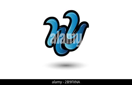 Lettera Iniziale Del Monogramma Modello Vettoriale Del Logo Ny. Logo Lettera Ny Illustrazione Vettoriale