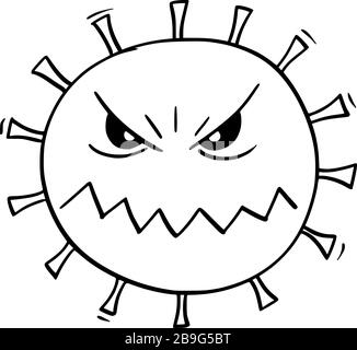 Cartoni animati vettoriali di coronavirus Covid-19 o virus o batteri o mostro pericoloso patogeno. Illustrazione Vettoriale