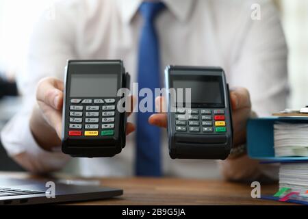 Dispositivo per pagare più velocemente con carta di credito Foto Stock