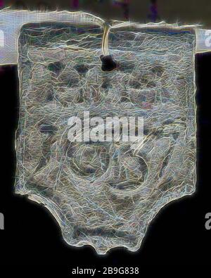 HH, tetto piombo, schermo a forma di piastra di copertura con 1637, iniziali HH e etichetta di testo, intrecciatura marchio piombo piombo metallico biancheria? H 5,7, slater Poortugaal Albrandswaard Foto Stock