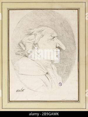 Ritratto-carica Mule François-André Vincent (1746-1816). "Portrait-charge de Mulot". Crayon. Parigi, musée Carnavalet. Foto Stock