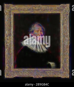 Abramo de Vries, Ritratto di Ignoto uomo, eventualmente il mercante Adriaen van der Tock (158485-1661), ritratto dipinto materiale visivo, petrolio di legno rettangolare permanente ritratto del mercante di Rotterdam Adriaen van der Tock (amico di Abraham de Vries e assistente di Johan van der Veeken) precedentemente identificato come il sig. Hendrik Rosa ( Roos) segretario di Rotterdam a metà strada a destra. I baffi pizzetto pieghettato piatto ampio collare bianco bracciale bianco del braccio destro visibile abito scuro. Reverse: parquet piatto Rotterdam Hendrik Roos Hendrick Rosa Abraham van der Tuck Abramo del Tocq régence Foto Stock