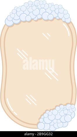 Illustrazione vettoriale della saponetta. Prodotto igienico piatto design semplice. Disegno per bambini. Lavaggio delle mani contro virus e batteri Illustrazione Vettoriale