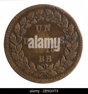 Un impero decimato, 1814 Anonyme. 'Un décime de l'Empire, 1814', revers. Parigi, musée Carnavalet. Foto Stock