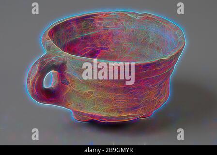 Pottery fire test, modello rotondo, rosso di Shard, non smaltate, salsiccia verticale orecchio, su tre gambe, fire test test di rilevamento di massa ceramica, girate a mano Ceramiche Sparato ed il test di fuoco intorno a modelli red shard con derivazione singola rampa di smalto pizzicato in cima a tre zampe spore di salsicce all'interno archeologia ceramiche indigene preparazione alimentare il riscaldamento di cottura degli alimenti cucina Foto Stock