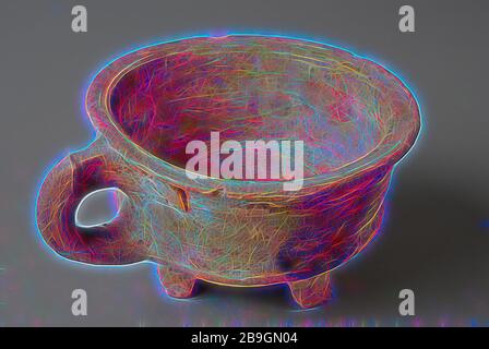 Pottery fire test, modello tondo con red shard, non smaltate, top salsiccia trafitto ear su tre gambe, fire test test di rilevamento di massa ceramica, girate a mano in ceramica cotta prova al fuoco intorno a modelli red shard con derivazione singola rampa di smalto pizzicato in cima all'orecchio di salsiccia tre gambe archeologia ceramiche indigene preparare alimenti riscaldamento cucina cucina Foto Stock