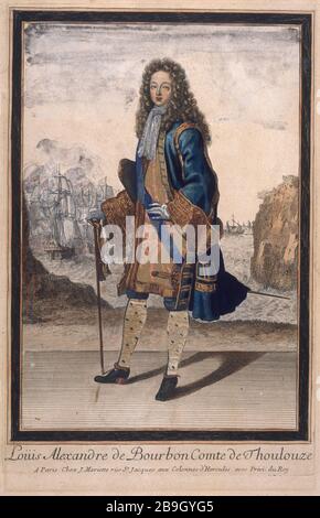 LOUIS ALEXANDRE DE BOURBON COUNTY TOULOUSE JEAN MARIETTE. "Louis Alexandre de Bourbon, comte de Toulouse, amiral de France". Gravure. Parigi, musée Carnavalet. Foto Stock