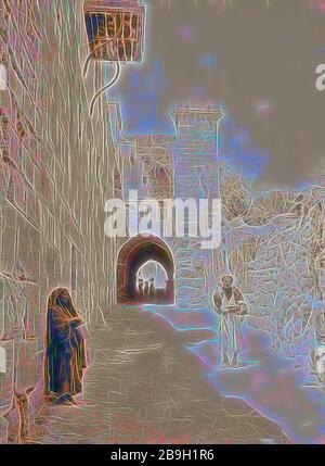 La Via Dolorosa, inizio a Santo Stefano Torre di Porta di Antonia. 1900, Gerusalemme, Israele Foto Stock