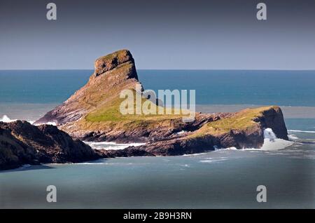 Worm's Head, Rhossili, Gower Peninsula, Galles, Regno Unito Foto Stock