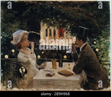 Cena con gli ambasciatori Jean Béraud (1849-1936). "Diner aux Ambassadeurs". Huile sur bois. Parigi, musée Carnavalet. Foto Stock