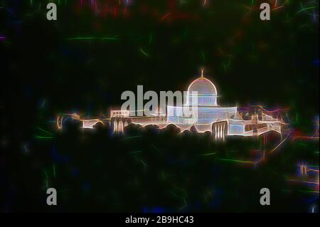 L'area del Tempio Cupola della roccia. Illuminata da proiettori durante il bayram festa. 1920, Gerusalemme, Israele Foto Stock