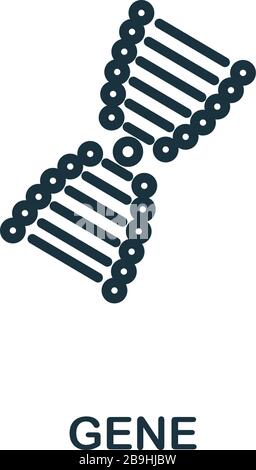 Icona gene. Elemento di linea semplice dalla collezione di icone biotecnologiche. Icona del gene di contorno per modelli, software e infografiche Illustrazione Vettoriale