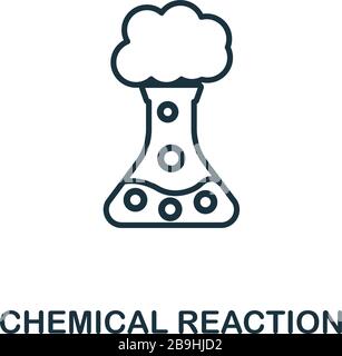 Icona reazione chimica. Elemento di linea semplice dalla collezione di icone biotecnologiche. Icona di contorno reazione chimica per modelli e dati infografici Illustrazione Vettoriale
