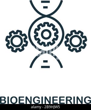 Icona di bioingegneria. Elemento di linea semplice dalla collezione di icone biotecnologiche. Icona Outline Bioengineering per modelli, software e infografiche Illustrazione Vettoriale