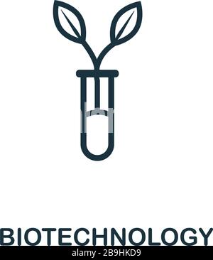 Icona biotecnologie. Elemento di linea semplice. Icona di presentazione delle biotecnologie per modelli, software e infografiche Illustrazione Vettoriale