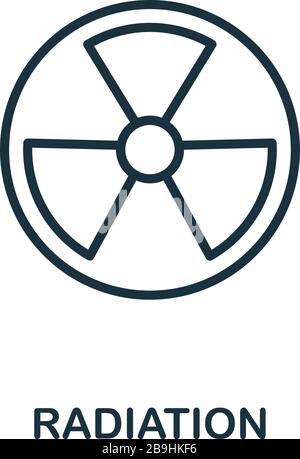 Icona radiazioni. Elemento di linea semplice dalla collezione di icone biotecnologiche. Icona di contorno delle radiazioni per modelli, software e infografiche Illustrazione Vettoriale