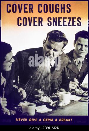 Le tosse coprenti la seconda guerra mondiale americana coprono starnuti, poster della campagna di prevenzione delle malattie, 1941-1945 Foto Stock