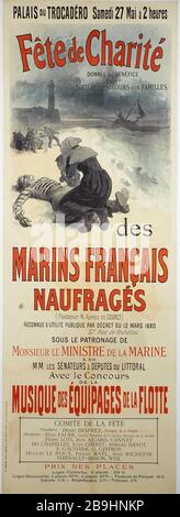 PALAZZO DEL TROCADERO, FESTA DI CARITÀ DI NAUFRAGES FRANCESE MARINO JULES CHERET. Imprimerie Chaix. Palais du Trocadéro, Fête de Charité des Marins Français Naufragés. Affiche. Lithographie couleur, 1893. Parigi, musée Carnavalet. Foto Stock