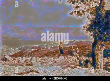 Mar Morto dal lato orientale guardando ad ovest da Zerka, area principale. 1940, Medio Oriente, Israele Foto Stock